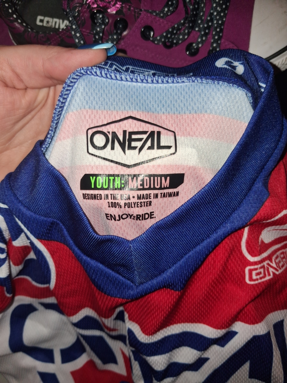 O'Neill Kids Matching Set in Blue, Red, White. Medium 8-10 Pants - Picture 3 of 3